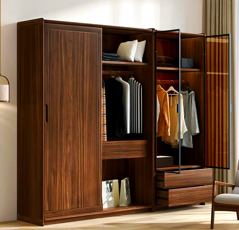 新中式黑胡桃木實木衣柜 傳統與現代的完美融合