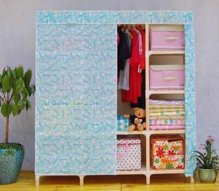 廠家直供實(shí)木簡(jiǎn)易組合衣柜 圓木與方木的完美家居選擇